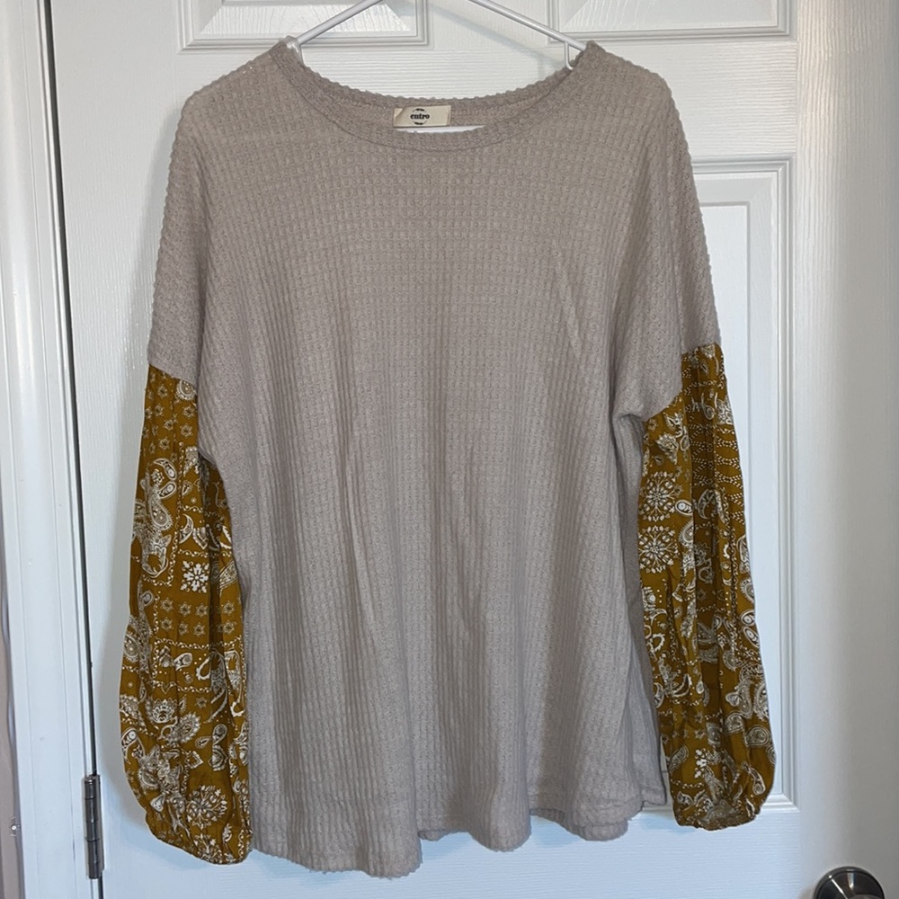 Two-Toned Waffle Knit Sweater